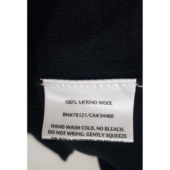 Eileen Fisher Sweater M Black 100% Merino Wool Long Sleeve Pullover Knit Casual - Picture 4 of 7